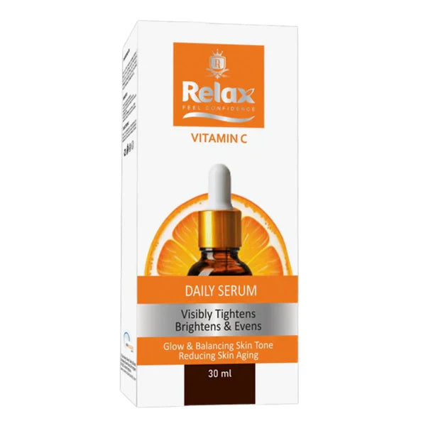 Relax Vitamin C Daily Face Serum – Brightening, Anti-Aging & Hydrating Formula for Radiant Skin (30ml).